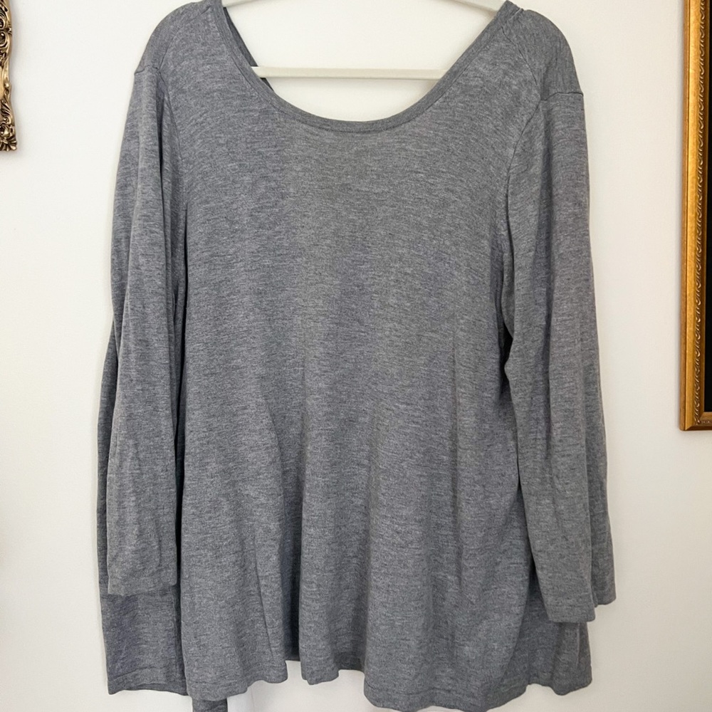 XL Loft Grey Sweater with Tie Bow in the Back